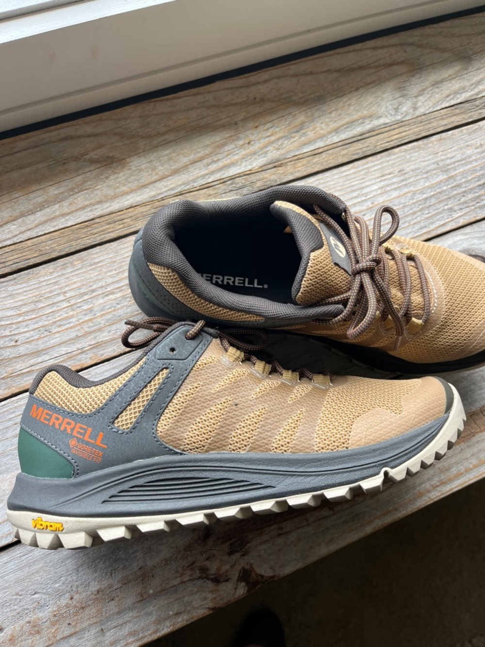 Merrell Men's Tan and Green Trail Running Shoes